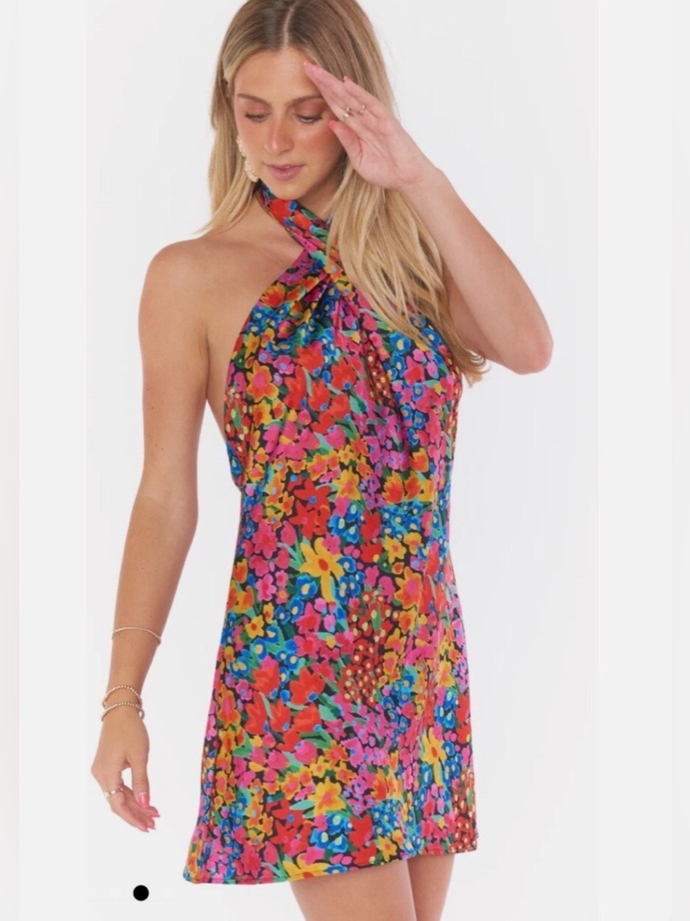 Show Me Your Mumu Jasmine Halter
Mini Dress Garden Glow silarge Cocktail party